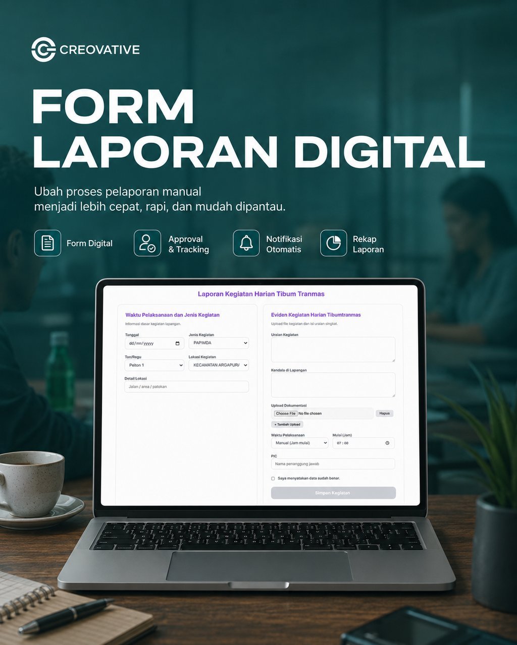 Screenshot form laporan digital berbasis Google Spreadsheet